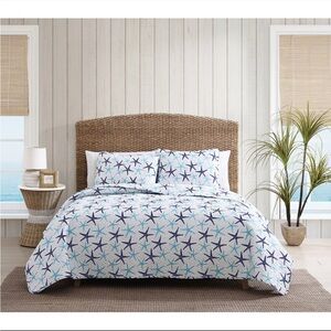 Harbor Home Printed Coastal Star Fish 3-Piece Quilt Set King Size NWT
